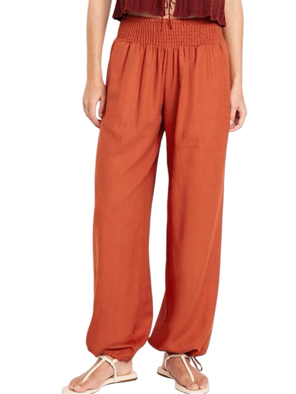 NWT Old Navy Mid Rise Linen Blend Harem Pants